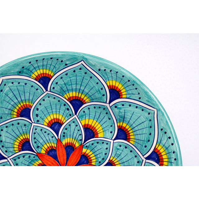Intreccio Teal 4-Piece Place Setting | Hand-Painted Italian Dinnerware From Deruta For Sale - Image 11 of 11