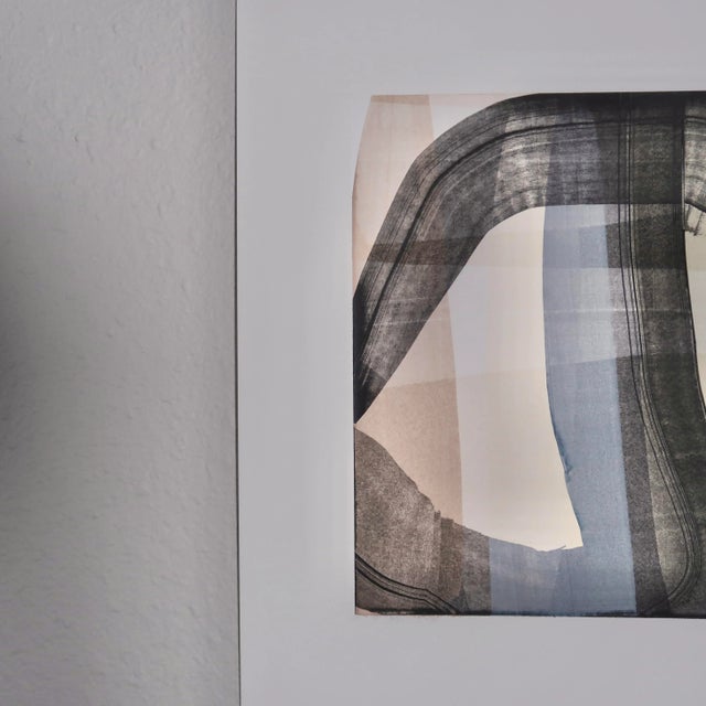 Original Abstract Wabi Sabi Gestural Painting on Paper in Charcoal, Taupe, and Champagne For Sale In Tulsa - Image 6 of 9