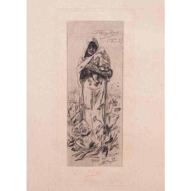 Félicien Rops, In the Pusta, 1879, Etching For Sale
