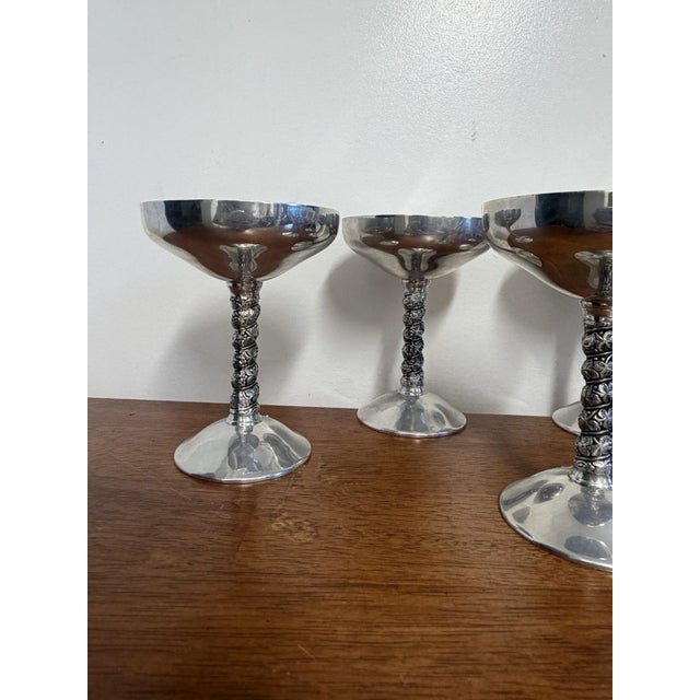 Vintage Spanish Plator Silverstone Silverplate Champagne Goblets, Set of 5 For Sale - Image 10 of 18