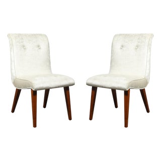 Pair of Art Deco Button Back Velvet Chairs by Russel Wright for Conant Ball For Sale