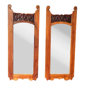 A Pair of 19th Century Victorian Carved Maple Frame Wall Mirrors
