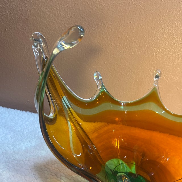 Large 16" Mid 20th Century Murano Style Sommerso Glass Centerpiece Bowl For Sale In Kansas City - Image 6 of 12