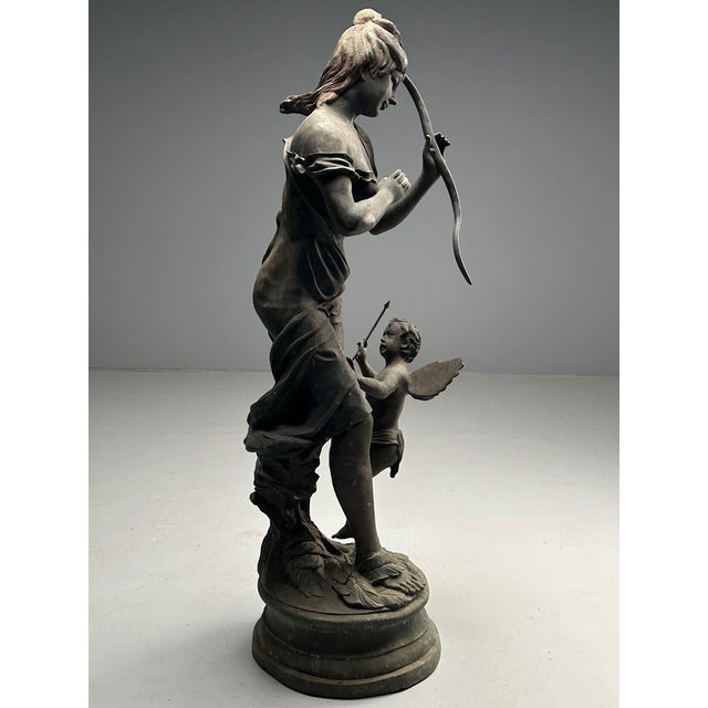 Patinated Bronze Outdoor Statue, Venus and Cupid, Lifesize Sculpture ...