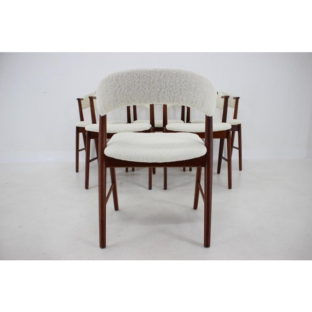 Teak Model 32 Dining Chairs in Sheepskin Fabric by Kai Kristiansen, 1960s, Set of 6 For Sale - Image 9 of 17