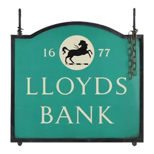 Vintage Iron and Tole Lloyds Bank Black Horse Sign