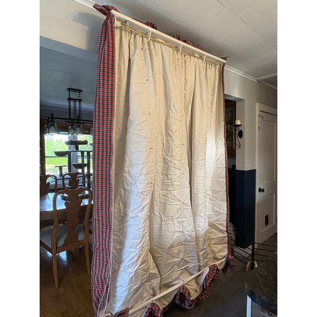 Custom Plaid Silk-Style Taffeta Balloon Shade With Original Lift Hardware, 60” For Sale - Image 11 of 17