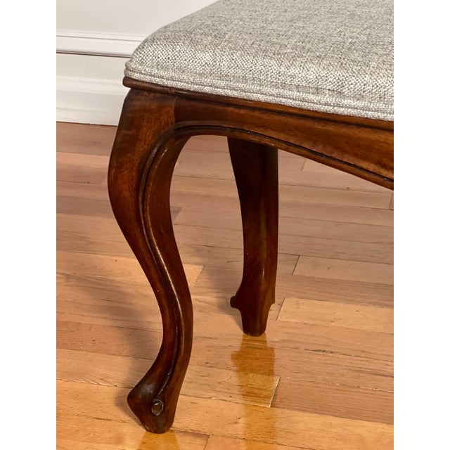 Early 20th Century Italian Louis XV Style Small Carved Walnut Upholstered Bench For Sale - Image 10 of 12
