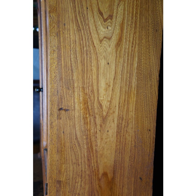 Antique Oak Stepback Farmhouse Hutch Cupboard Pie Safe Kitchen Cabinet For Sale - Image 12 of 14