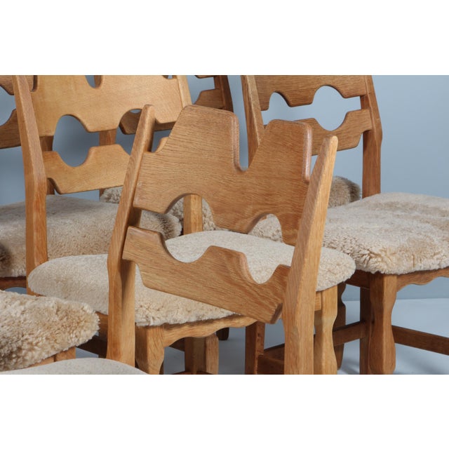 Wood Danish Dining Chairs in Oak by Henning Kjærnulf, 1970s, Set of 8 For Sale - Image 7 of 10