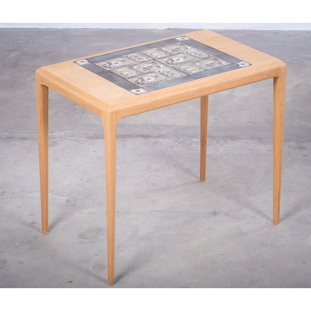 Oak Side Tables with Royal Copenhagen Tiles by Johannes Andersen, 1960s, Set of 2 For Sale - Image 6 of 13
