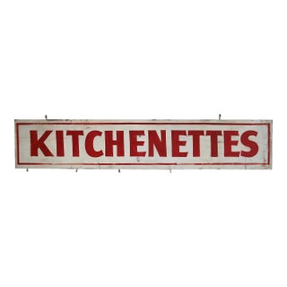 Circa 1940s Hand Lettered Two Sided Kitchenettes Sign For Sale