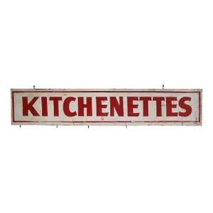 Circa 1940s Hand Lettered Two Sided Kitchenettes Sign