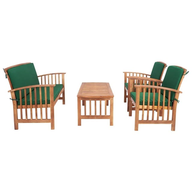 The open and airy design of the Rocklin 4 Piece Outdoor Set beautifully combines form and function. Its slatted silhouette...