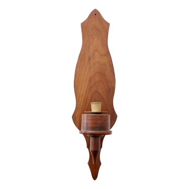 Vintage Wooden Candle Sconce For Sale