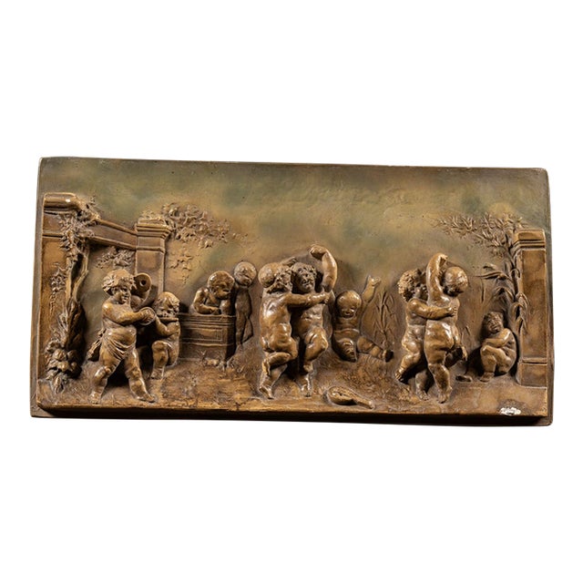 Neoclassical Bronze-Finished Relief Plaque of Putti at Play For Sale