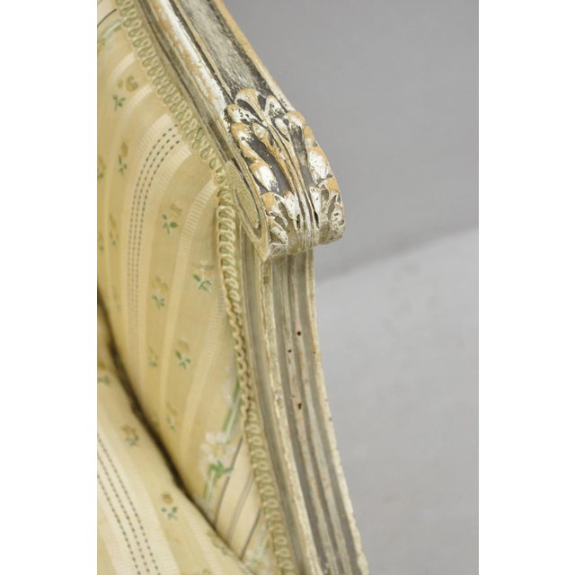 Antique French Louis XVI Style Cream Distress Painted Petite Canape Settee Sofa For Sale - Image 18 of 18