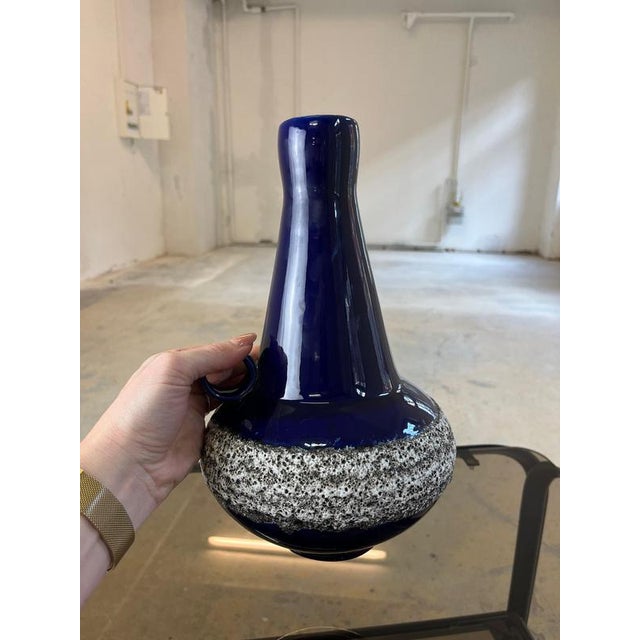 Royal Blue Fat Lava Model 408-30 Vase from Fohr Keramik For Sale - Image 3 of 11