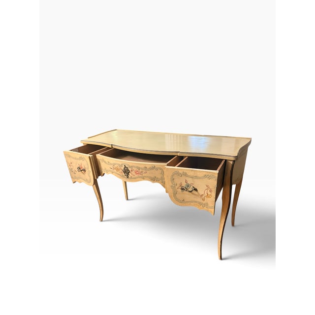 John Widdicomb 1940s Ralph H. Widdicombe for John Widdicomb Hand-Painted Louis XV Vanity & Bench For Sale - Image 4 of 15