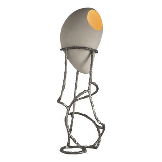 Nomad III:01 Table Lamp in White Sand Stoneware and Aluminum by Sofia Karnukaeva For Sale