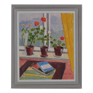Unknown, Books and Blossoms, 1950s, Oil on Panel, Framed For Sale