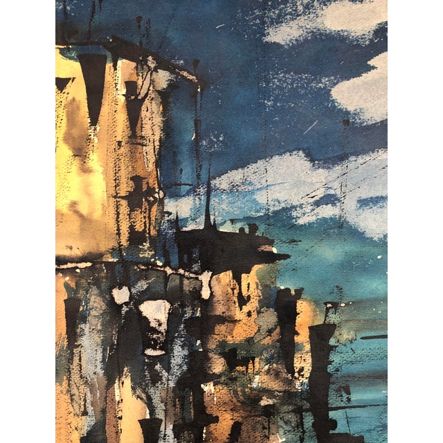 J. Rollin, Paysage lacustre, 1974, Watercolor on Paper For Sale - Image 6 of 8