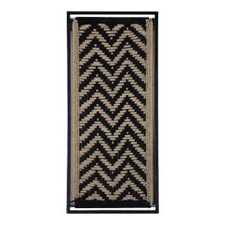 Handmade Chevron Black and Natural Woven Jute Wall Art For Sale