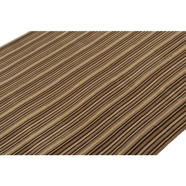 Rug & Kilim Vintage Bidjar Persian Kilim Rug in Beige-Brown Stripes by Rug & Kilim For Sale - Image 4 of 8