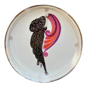 Franklin Mint the House of Erte Collectors Porcelain Plate "The Beauty and the Beast". Circa 1990s