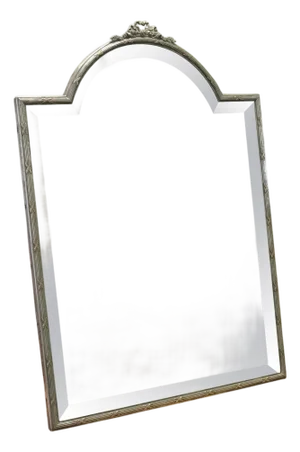 Large French Art Deco Silver Vanity Mirror, 1920s