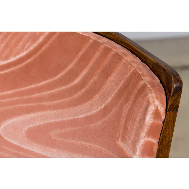 1940s French Parisian Art Deco Oak Dining Chairs in Blush Velvet - Set of 6 For Sale - Image 17 of 18