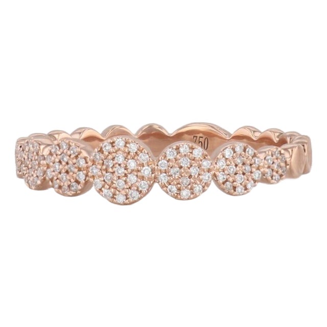 New 0.10ctw Stackable Diamond Cluster Ring 18k Rose Gold Size 7 Wedding Band For Sale