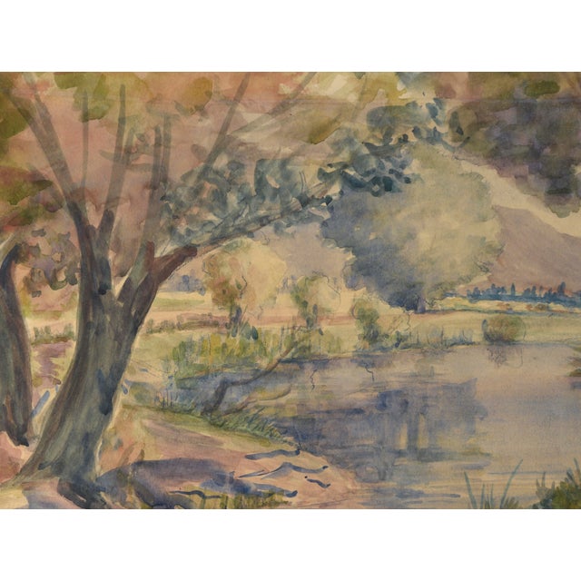 1900 - 1909 California Lake Landscape Original Watercolor on Paper by Donna Schuster For Sale - Image 5 of 7