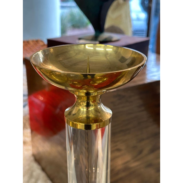 Lucite and Brass Candlestick Prickets Attributed to Dolbi and Cashier For Sale - Image 12 of 16
