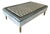 Large Italian Tufted Ottoman in Grey Velvet and Brass, 1950s For Sale