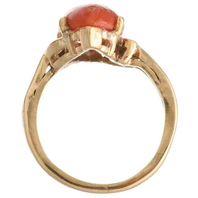 14KY Vintage Coral(4.72) Ring, size 4.25 For Sale - Image 4 of 5