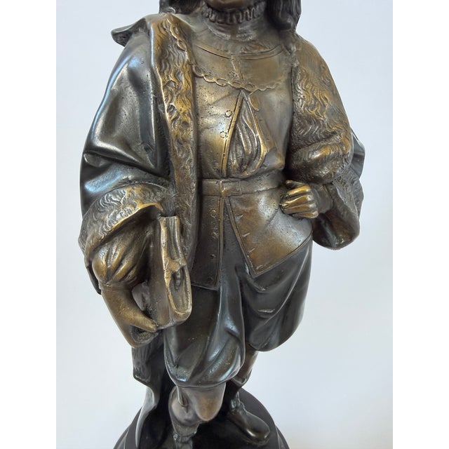 Metal Dutch Master Rembrandt Van Rijn, Bronze Sculpture - 18"h For Sale - Image 7 of 9