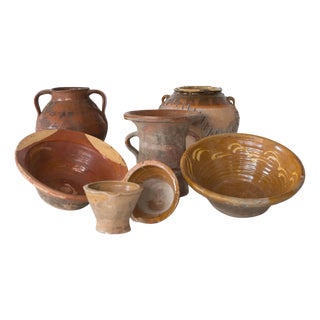 Antique Rustic Terracotta Storage Pots, 19th Century, Set of 7 For Sale