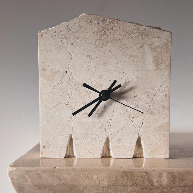Late 20th Century Postmodern Fossil Stone “ruins” Clock by Renoir Designs, Late 20th Century For Sale - Image 5 of 12