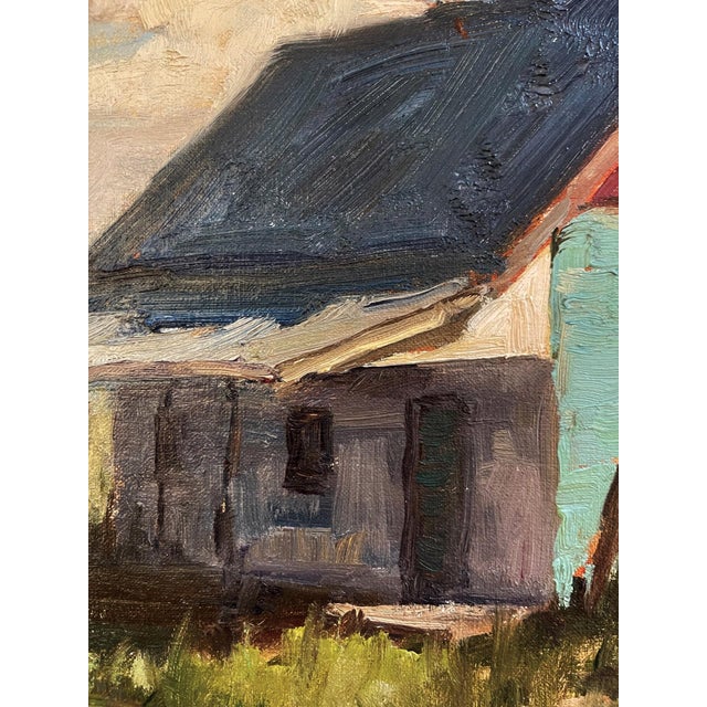 Early 21st Century The Turquoise Wall (High Road to Taos) by Teresa Vito | Oil Painting of a colorful, rustic house For Sale - Image 5 of 5