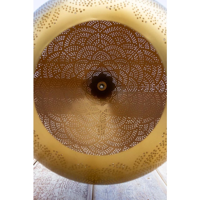 Metal Gold Filigree Lucknow Pear Pendant Lantern For Sale - Image 7 of 12