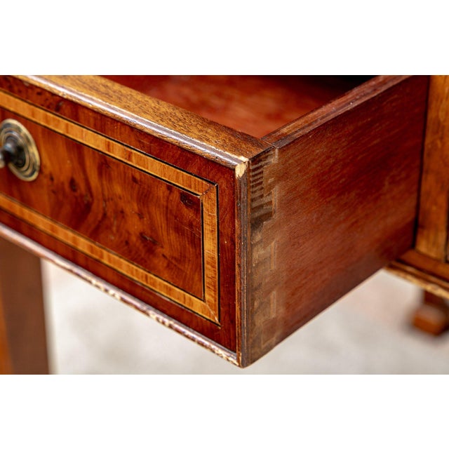 Early 20th Century Chippendale Style Mahogany and Satinwood Writing Desk With Brass Hardware and Fall-Front Drawer For Sale - Image 10 of 11