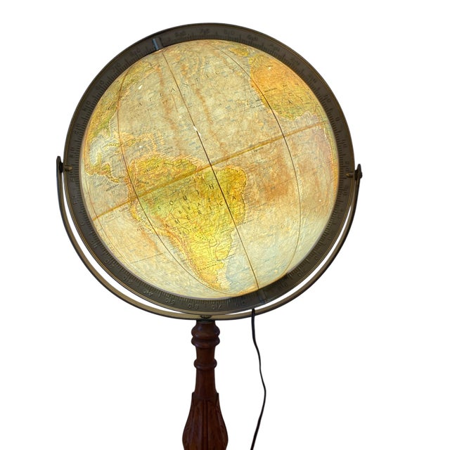 Mid 20th Century Glass George F. Cram Unrivaled Terrestrial Illuminated Stand Up Floor Globe For Sale - Image 5 of 11
