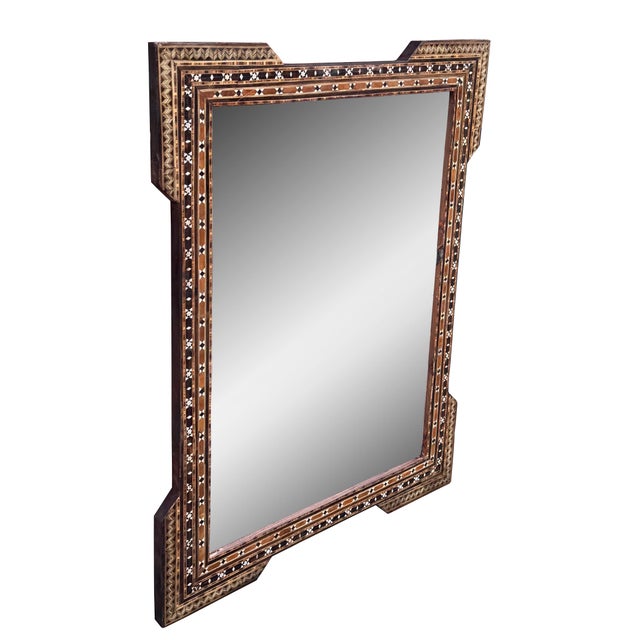 Art Deco Vintage Marquetry Mirror For Sale - Image 3 of 3