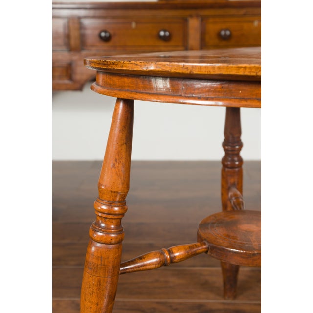 English 1860s Cricket Table with Turned Legs and Circular Sycamore Top For Sale - Image 11 of 12