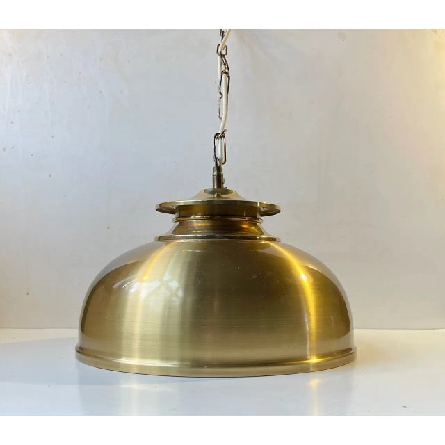 Gold Vintage Danish Nautical Hanging Lamp in Brass, 1970s For Sale - Image 8 of 8