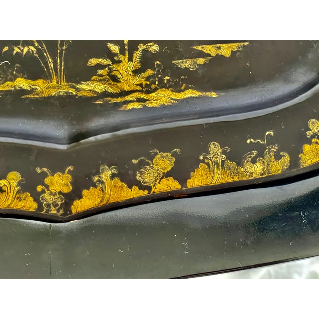 Wood French Antique Papier Mache Large Serving Tray on Stand, C1880 For Sale - Image 7 of 14