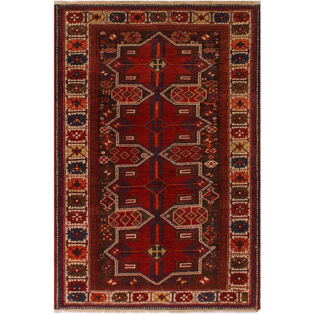 1990s Antique Baku Vintage Wool Rug - 4'2'' X 6'7'' For Sale - Image 9 of 9