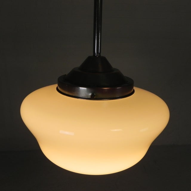 Art Deco Pendant Lamp with White Glass Shade, 1930s For Sale - Image 10 of 12