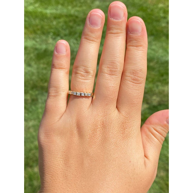 The Kerwin Road: Bar Set Princess Cut Natural Diamond Ring in Yellow Gold For Sale - Image 10 of 11